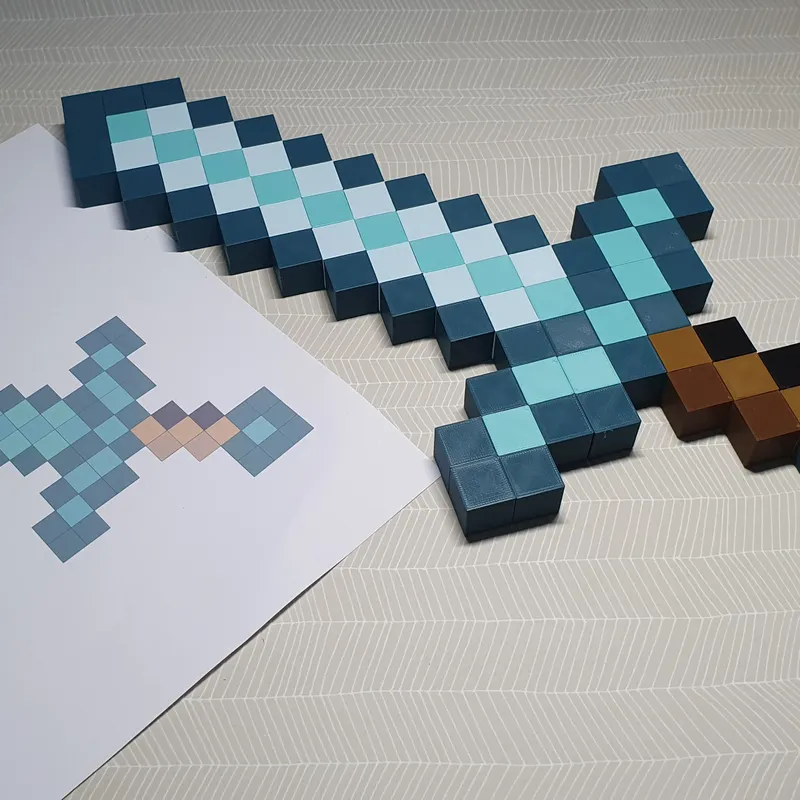 Minecraft Diamond Sword by WF3D, Download free STL model