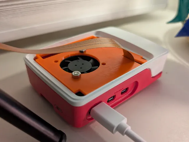 Raspberry Pi 5 official case inlay with camera ribbon cut-out