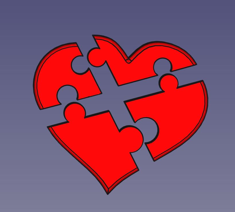 Heart Puzzle FreeCAD Tutorial