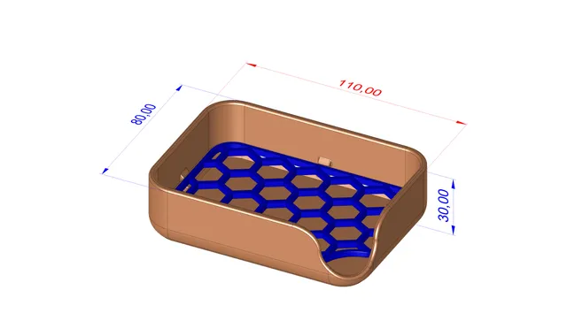 Soap holder with locked filler - smaller length, lower filler