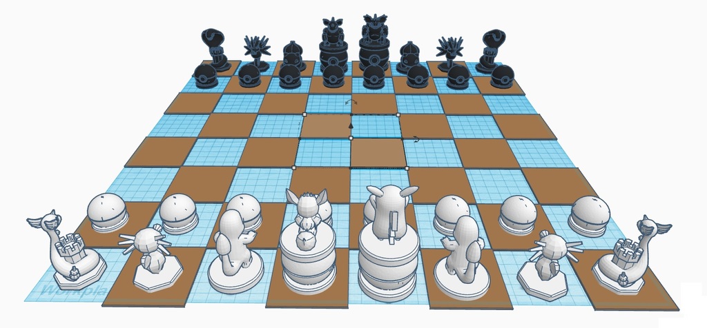 Miniatura 2 do modelo 3D Simple Pokemon Chess Set