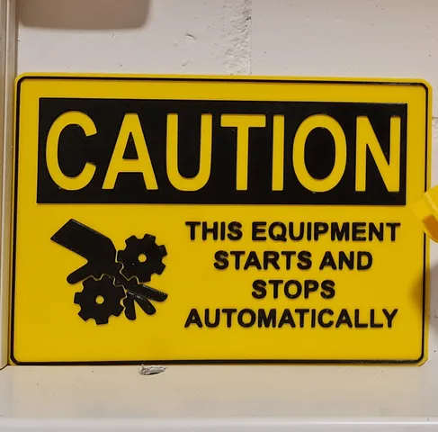 Sign Caution Automatic Equipment