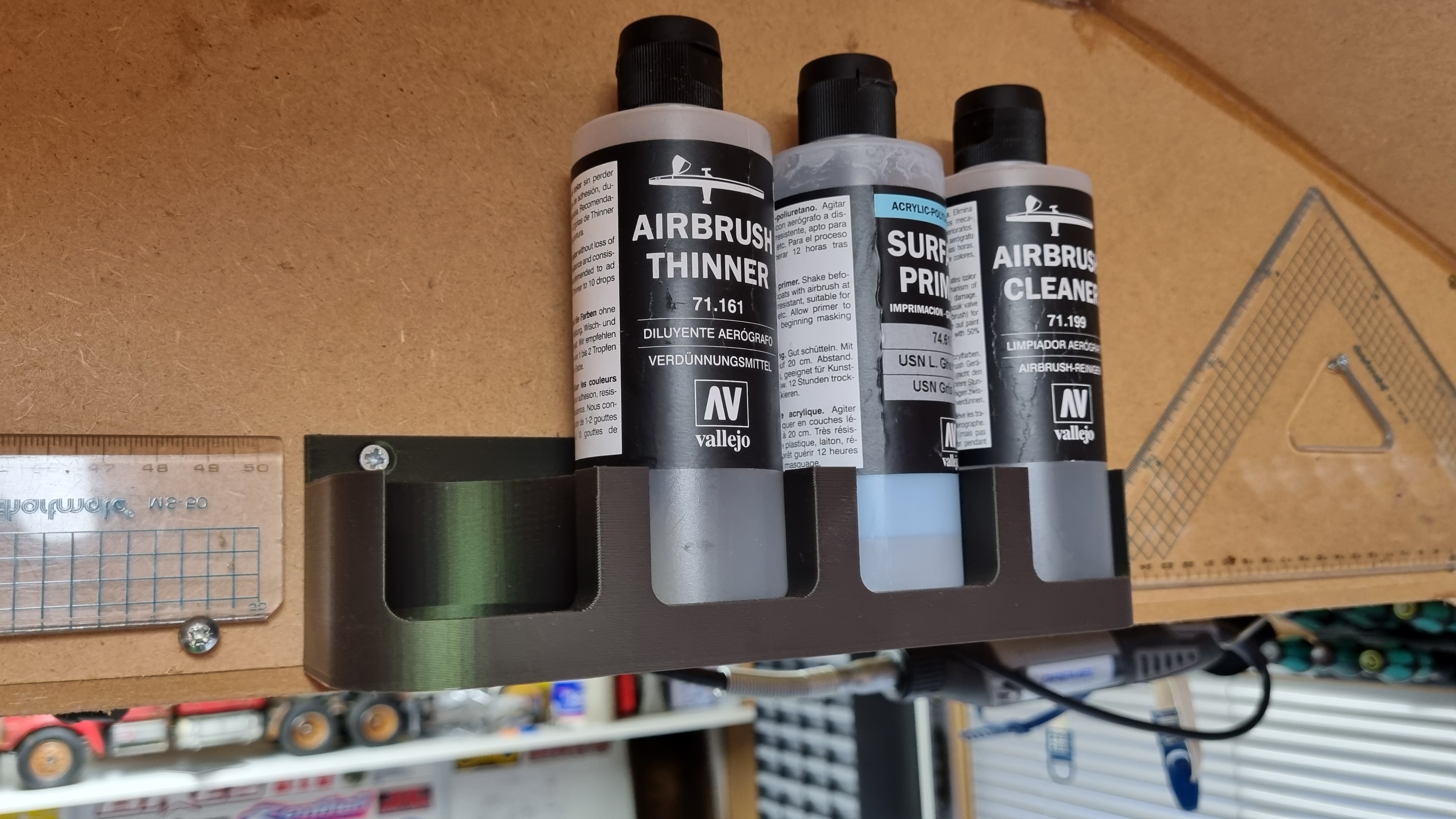 Paint & fluids holder for airbrush and modelling: Wall and ceiling mounted — miniatura 3