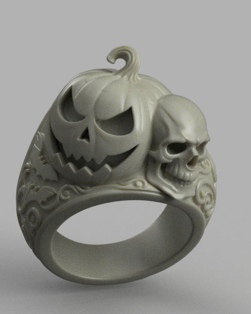 Halloween Pumpkin Skull Ring