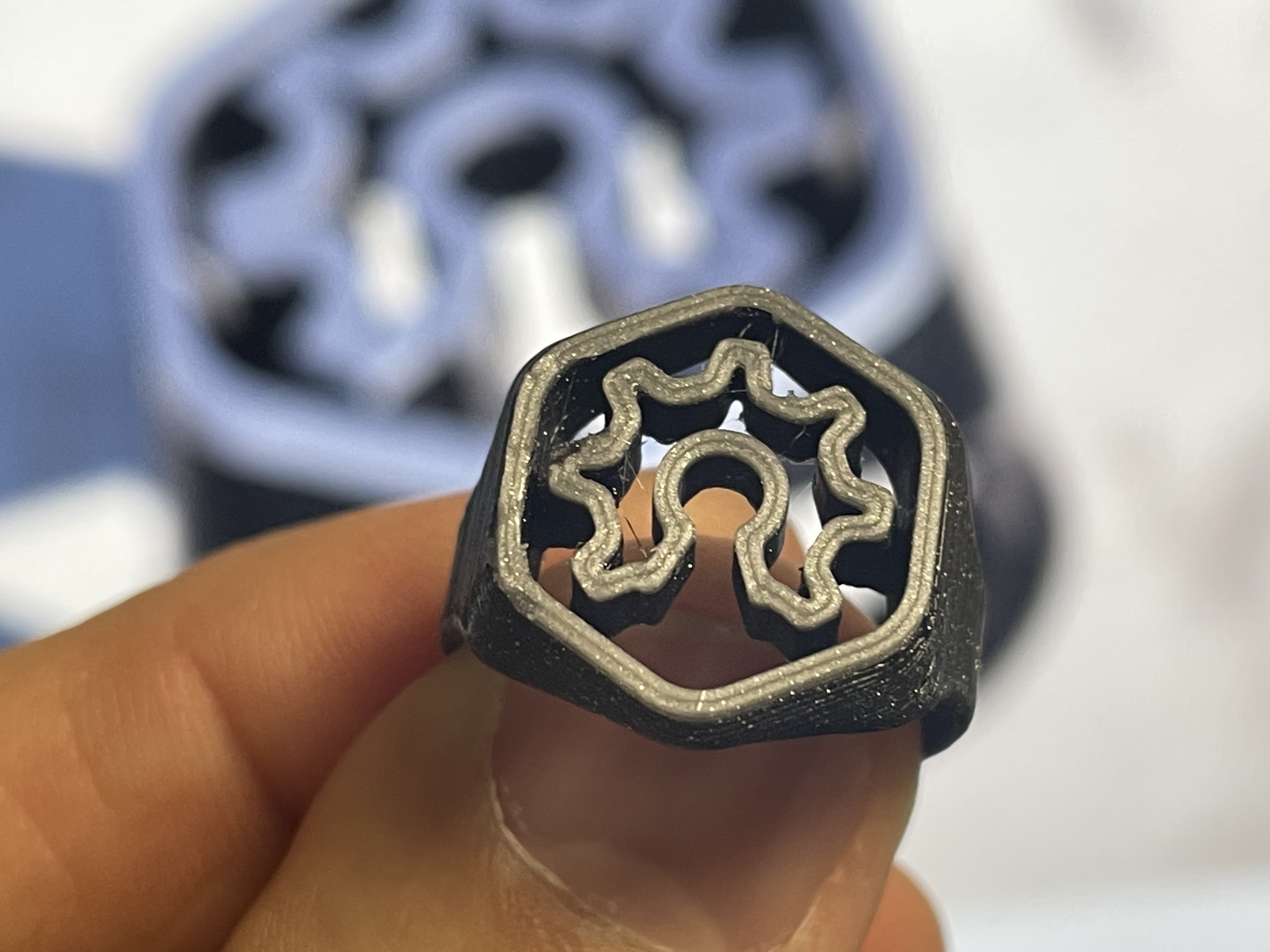 Miniatura 3 do modelo 3D Hex Ring w/Floating Opensource Hardware Logo - All Sizes
