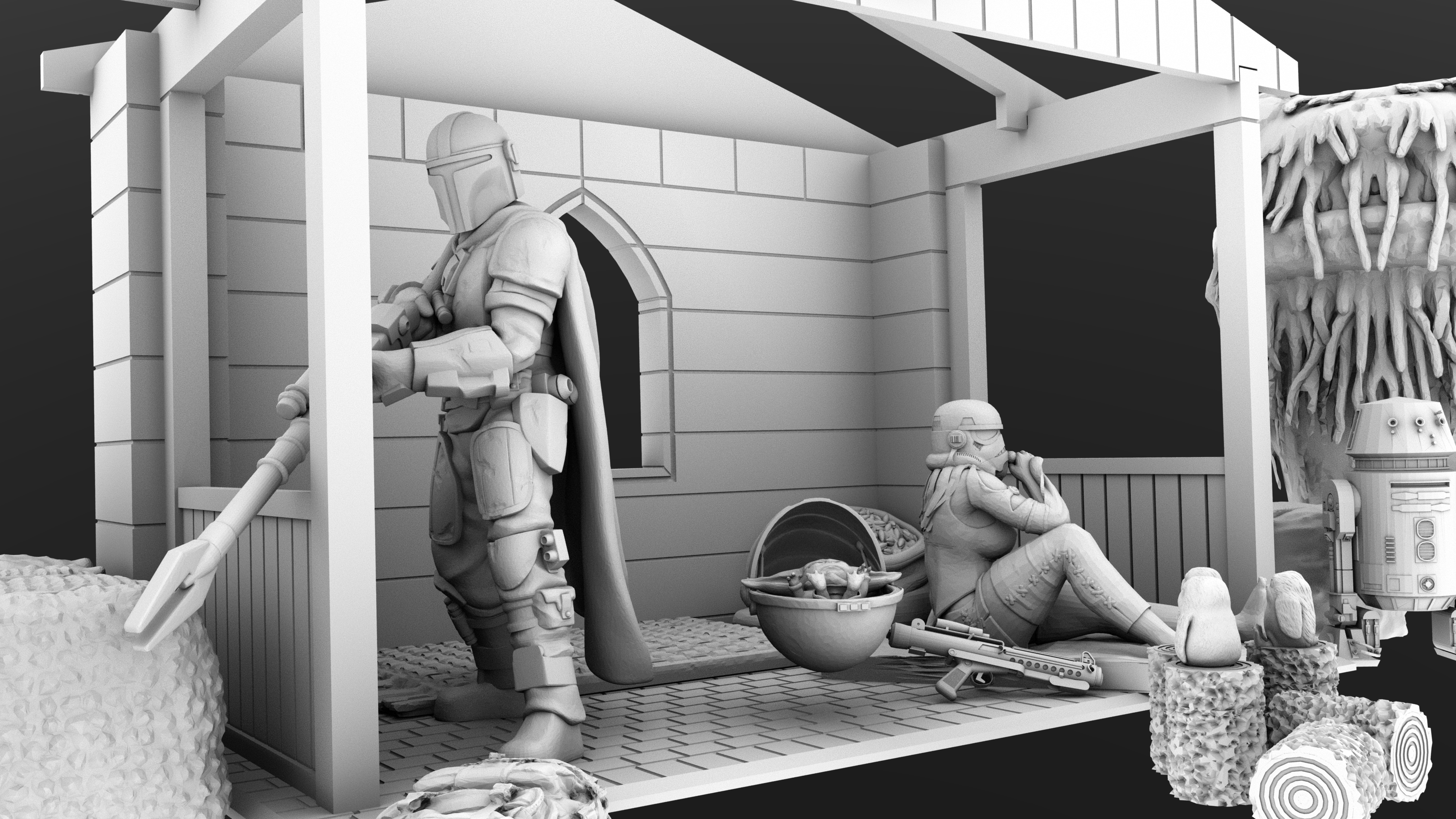 Mandalorian Baby Yoda Christmas Manger Scene by EthansDad3D Download free STL model Printables