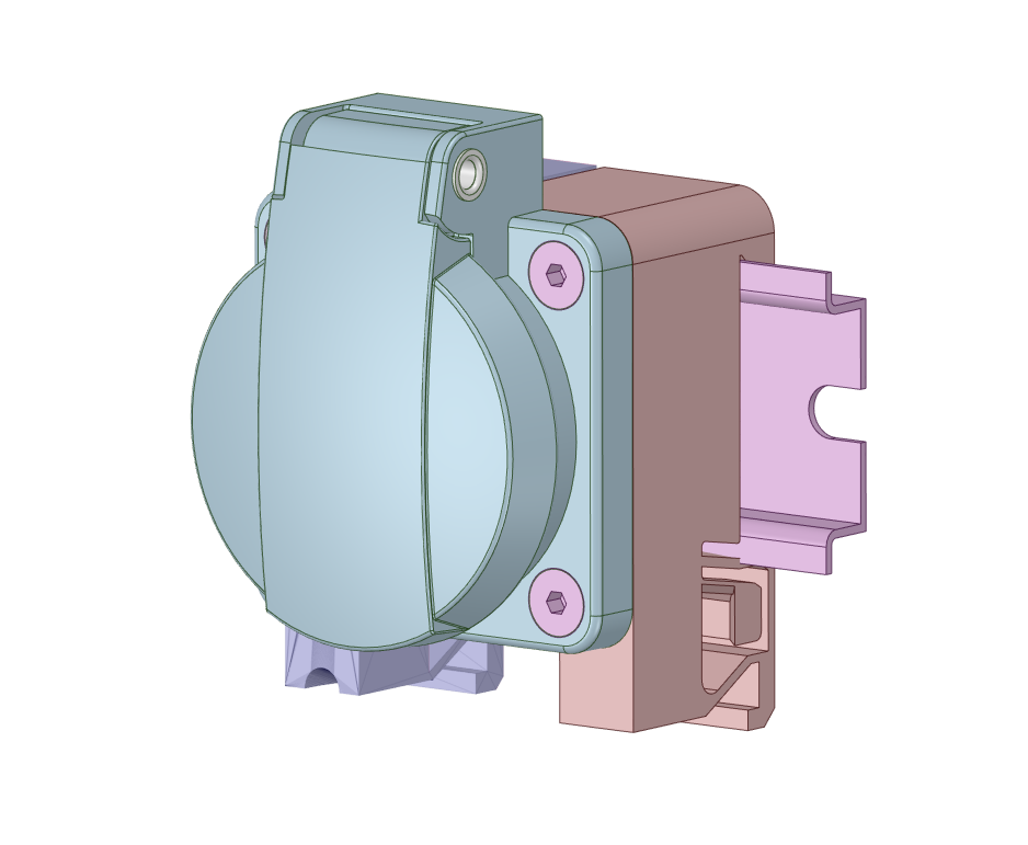 DIN Rail Holder for Power Outlets  (EU/Schuko up to IP54 *) – stackable