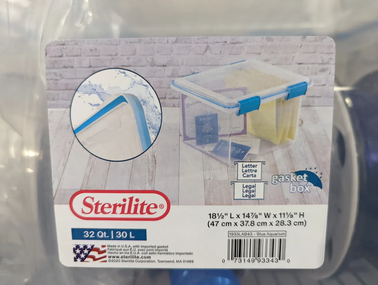 Sterilite 32 Qt Gasket Box Blue Aquarium Case of 4 NO LIDS