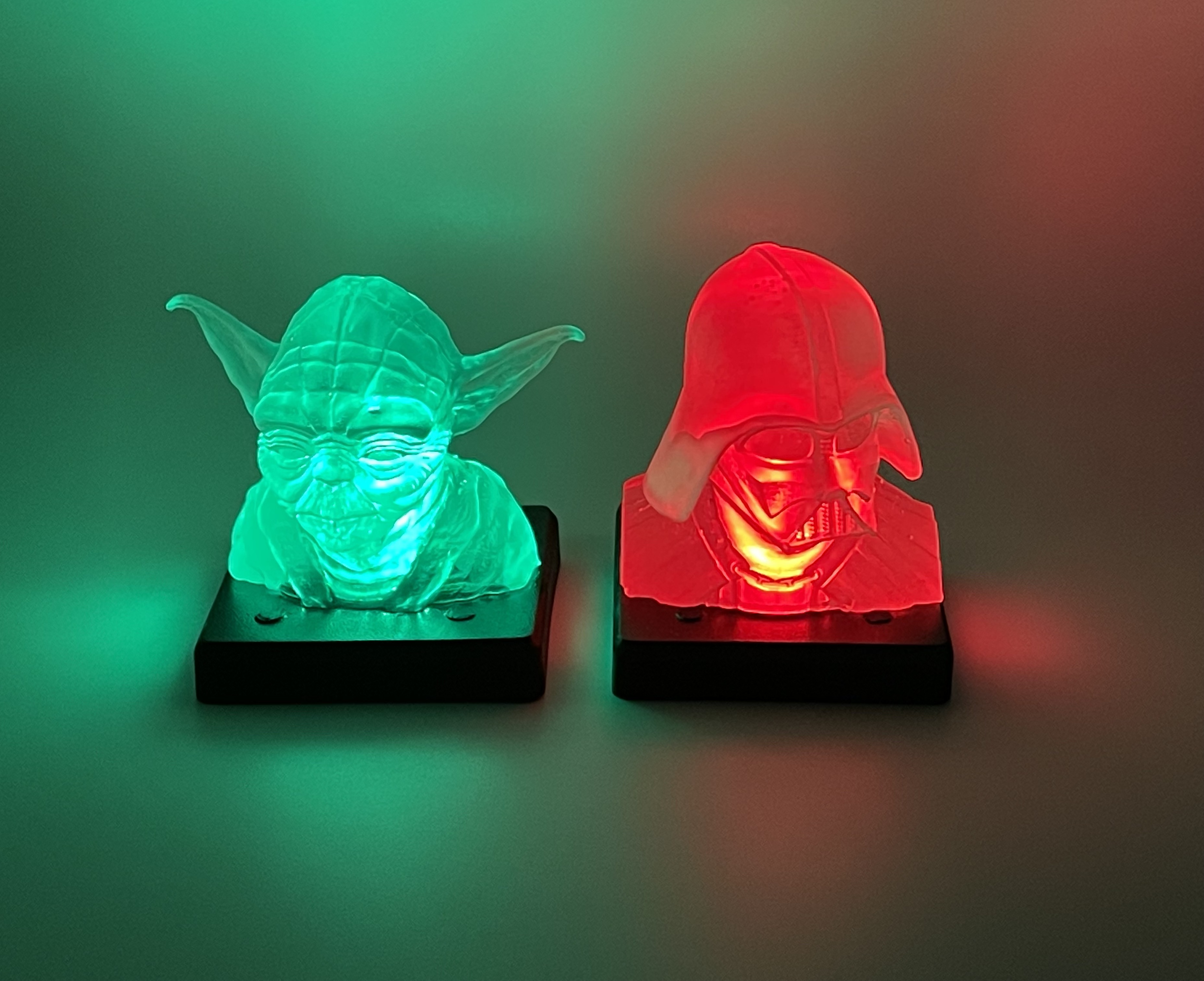 Darth vader and Yoda LED bust