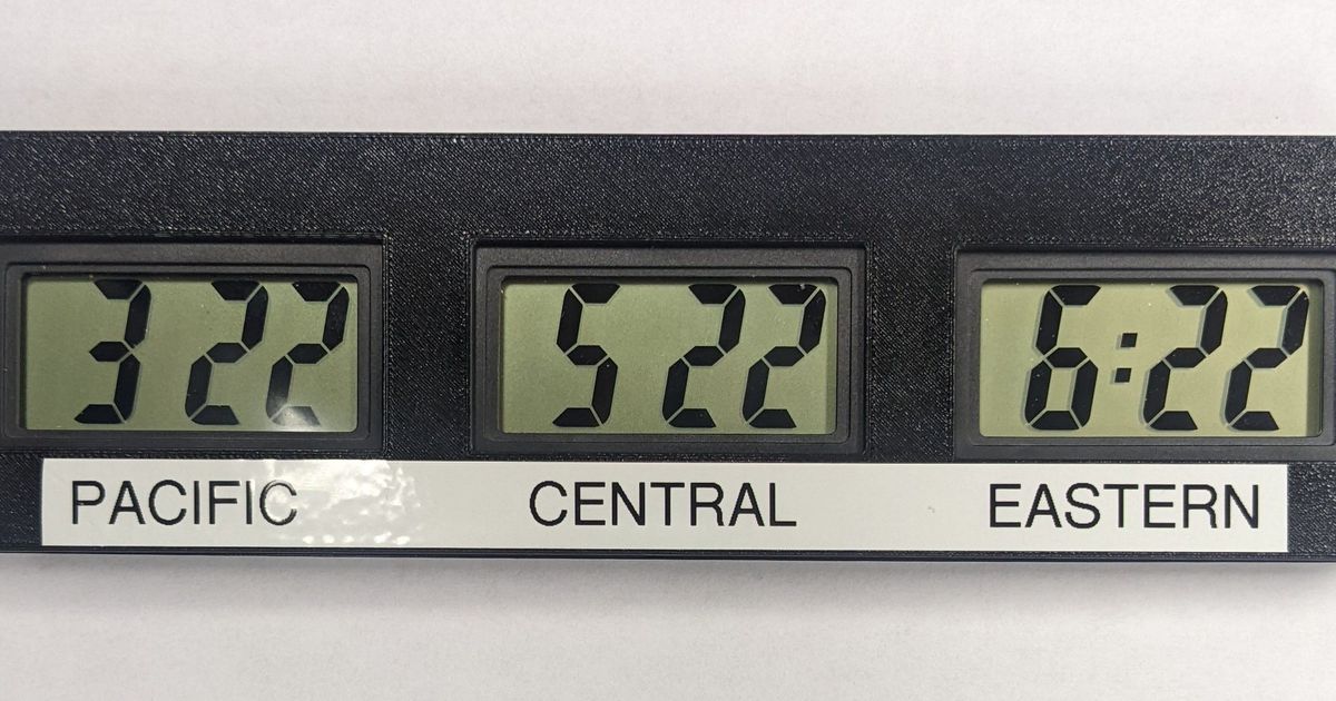 3 time zones clock