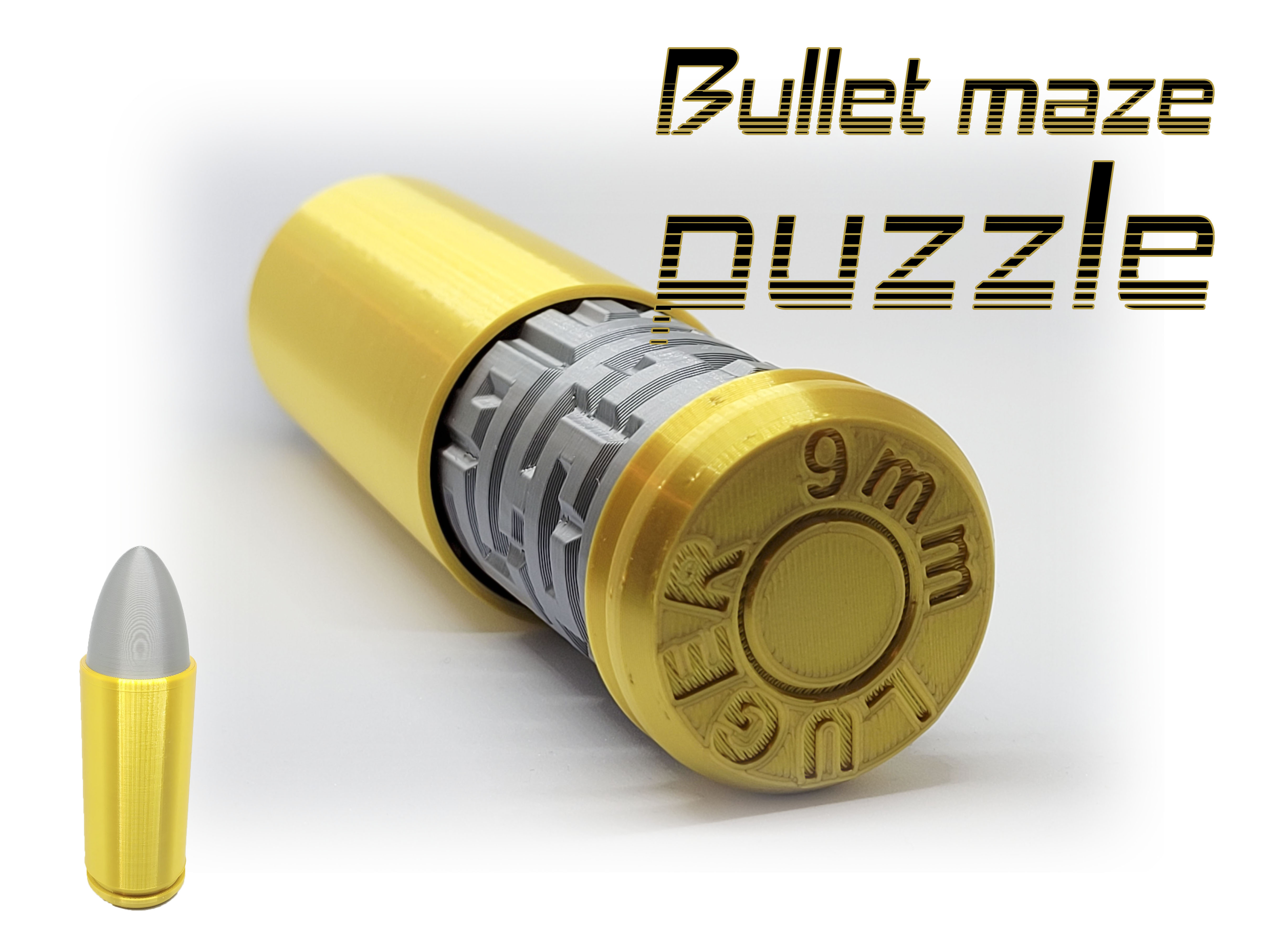 Bullet puzzle maze / hlavolam ve tvaru náboje 9mm LUGER