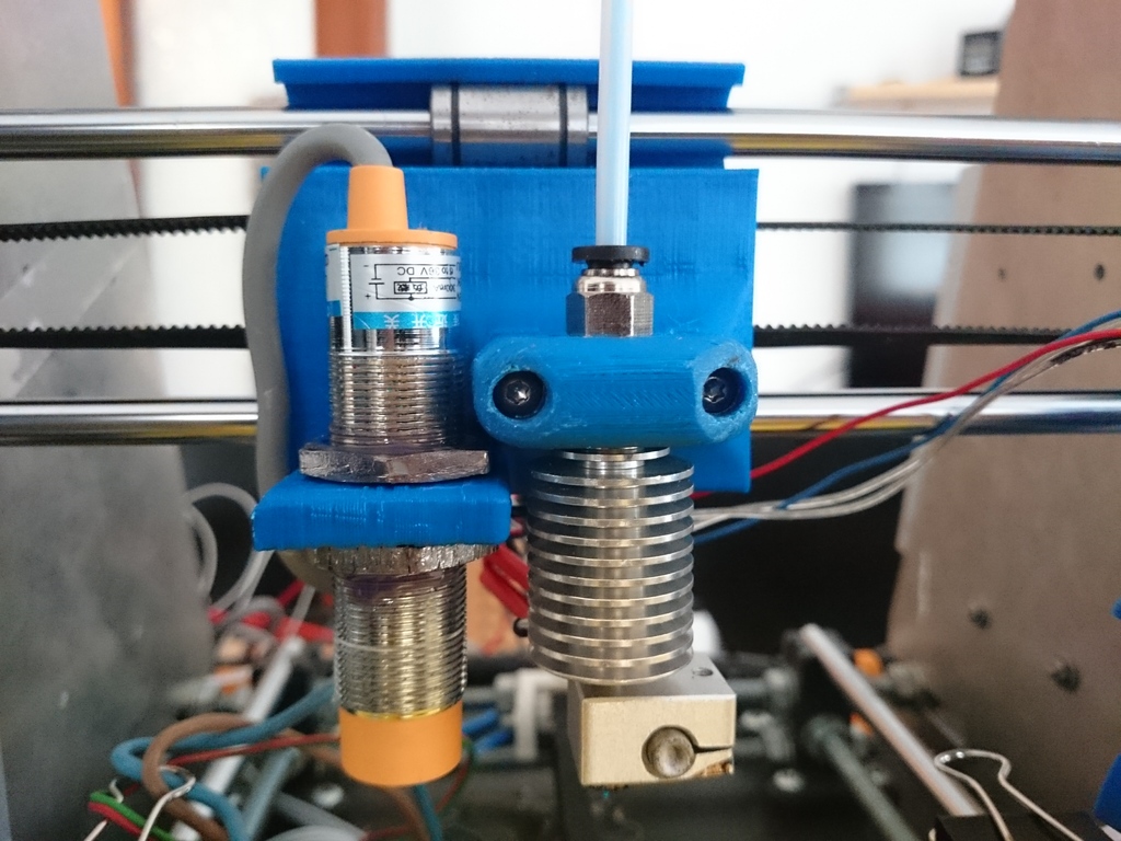 Prusa i3 x carriage for E3D V6 bowden setup with auto leveling and led mount
