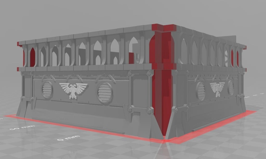 Gothic Building - whole wall detail - WH40k