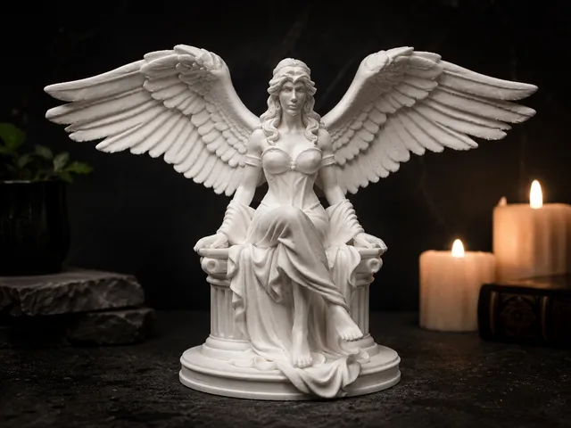 Guardian Angel on Throne – Elegant Winged Statue | 3D Printable Decor