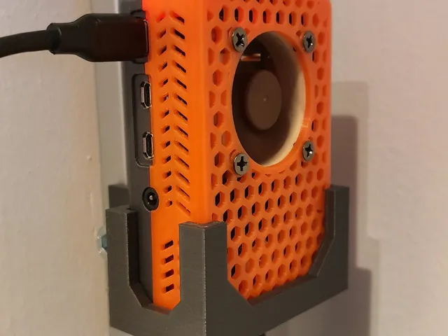 Case holder for "Malolo's Raspberry Pi 4 Model B Case" with fan