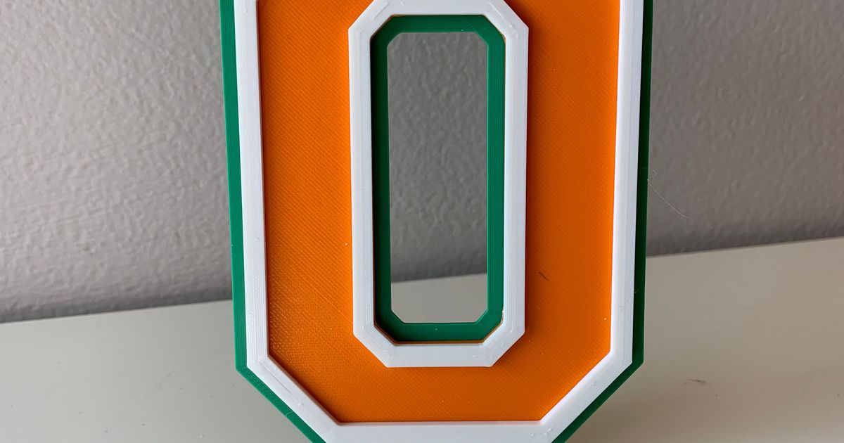 Alphabet Letter 'O' - Sport/School Colors by Art G | Download free STL ...