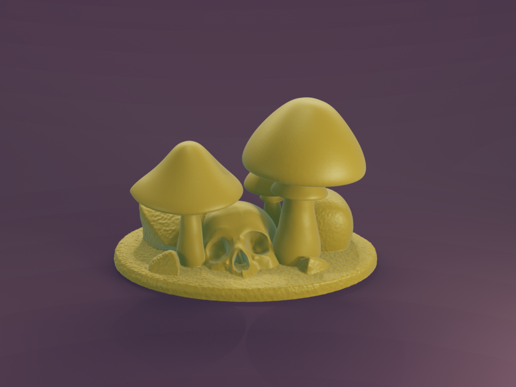 Mushroom Cluster with Skull – Grim Forest Terrain Scatter