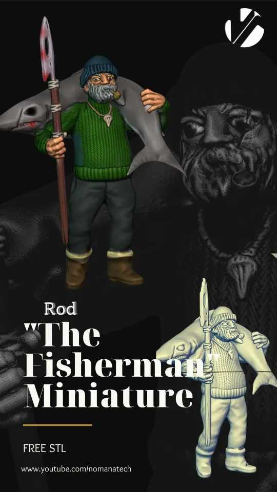 Rod the Fisherman Miniature by Nomana, Download free STL model