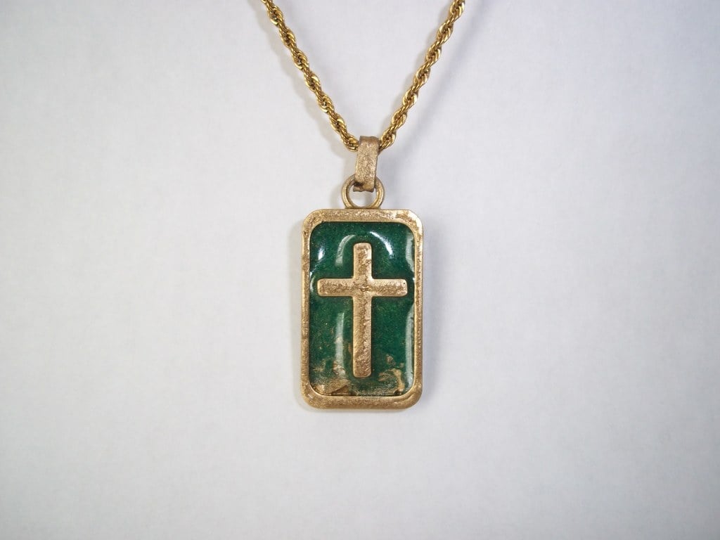 resin filled cross necklace