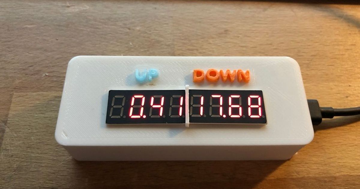 connection bandwidth monitor (FritzBox) with 7 segment display