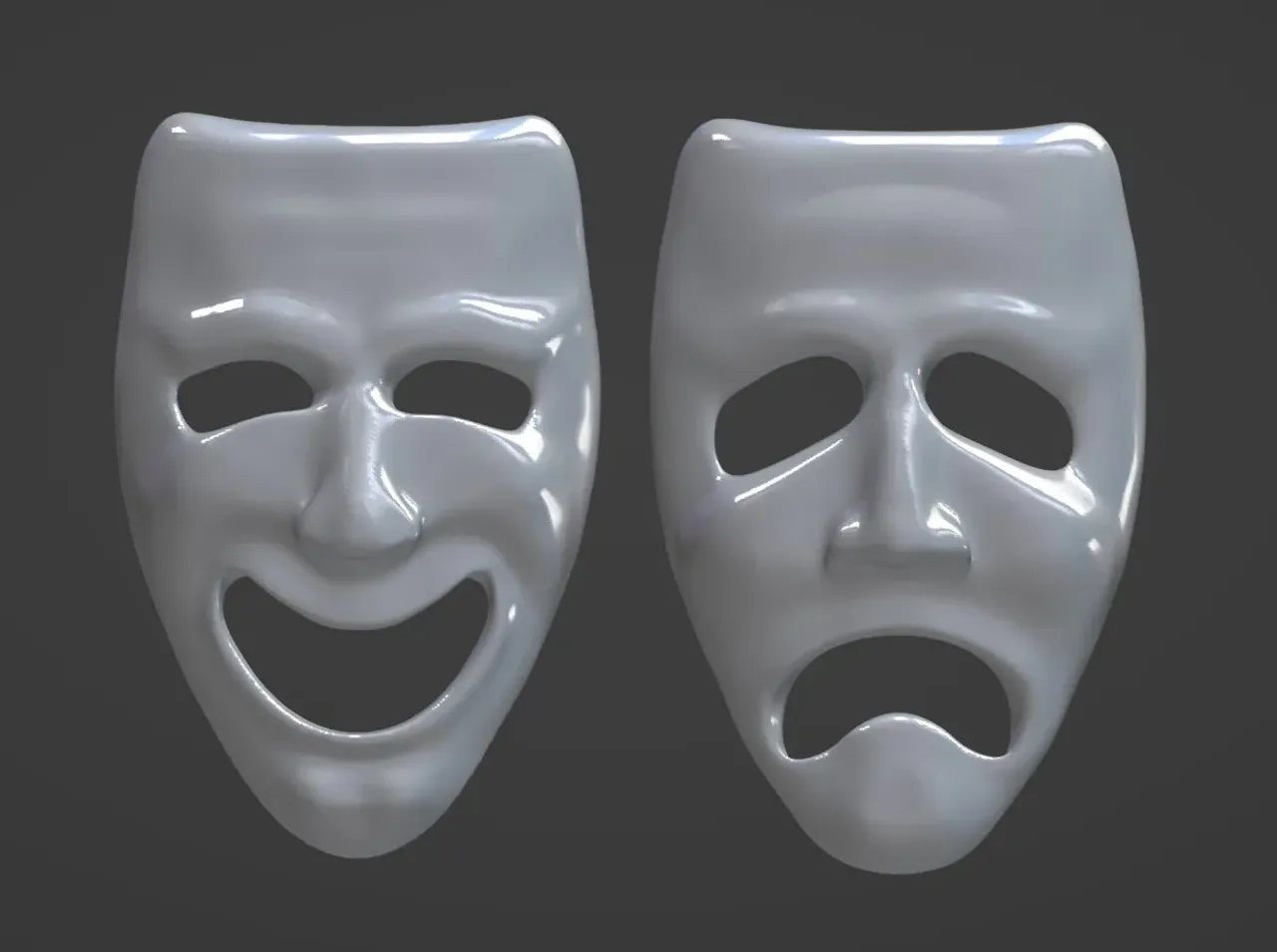 Comedy and Tragedy Theater Mask Set Costume Halloween 3D model 3D