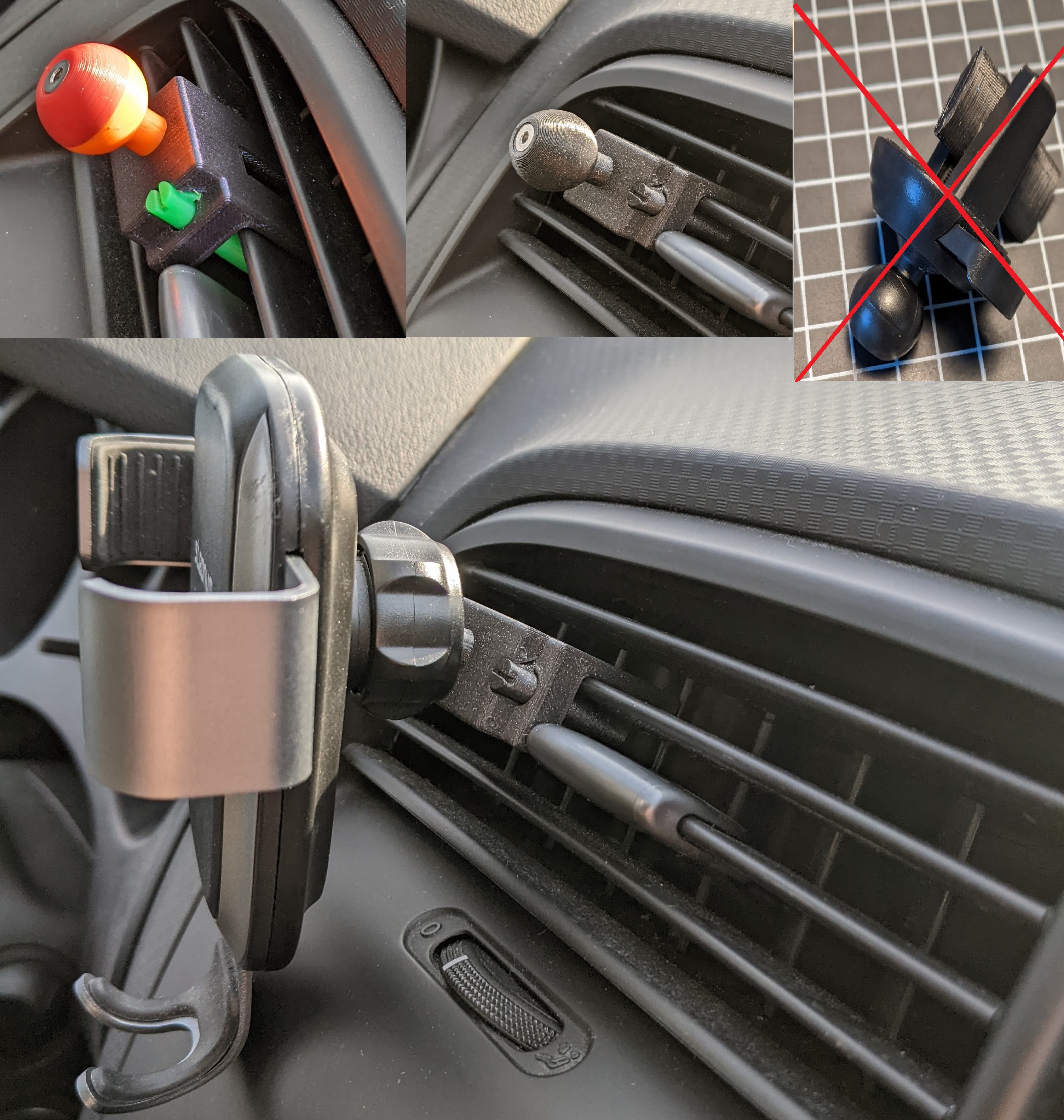 universal ball holder for ventilation grille