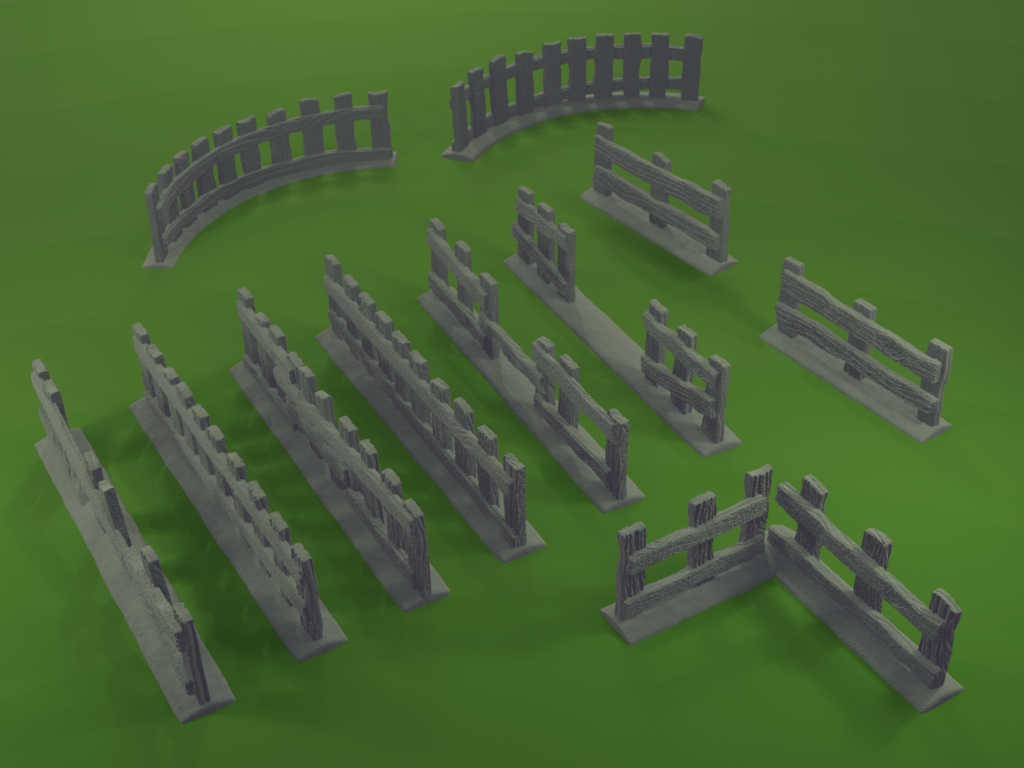 Modular Wooden Fence Set – 3D Printable Terrain for Tabletop Wargames & RPGs