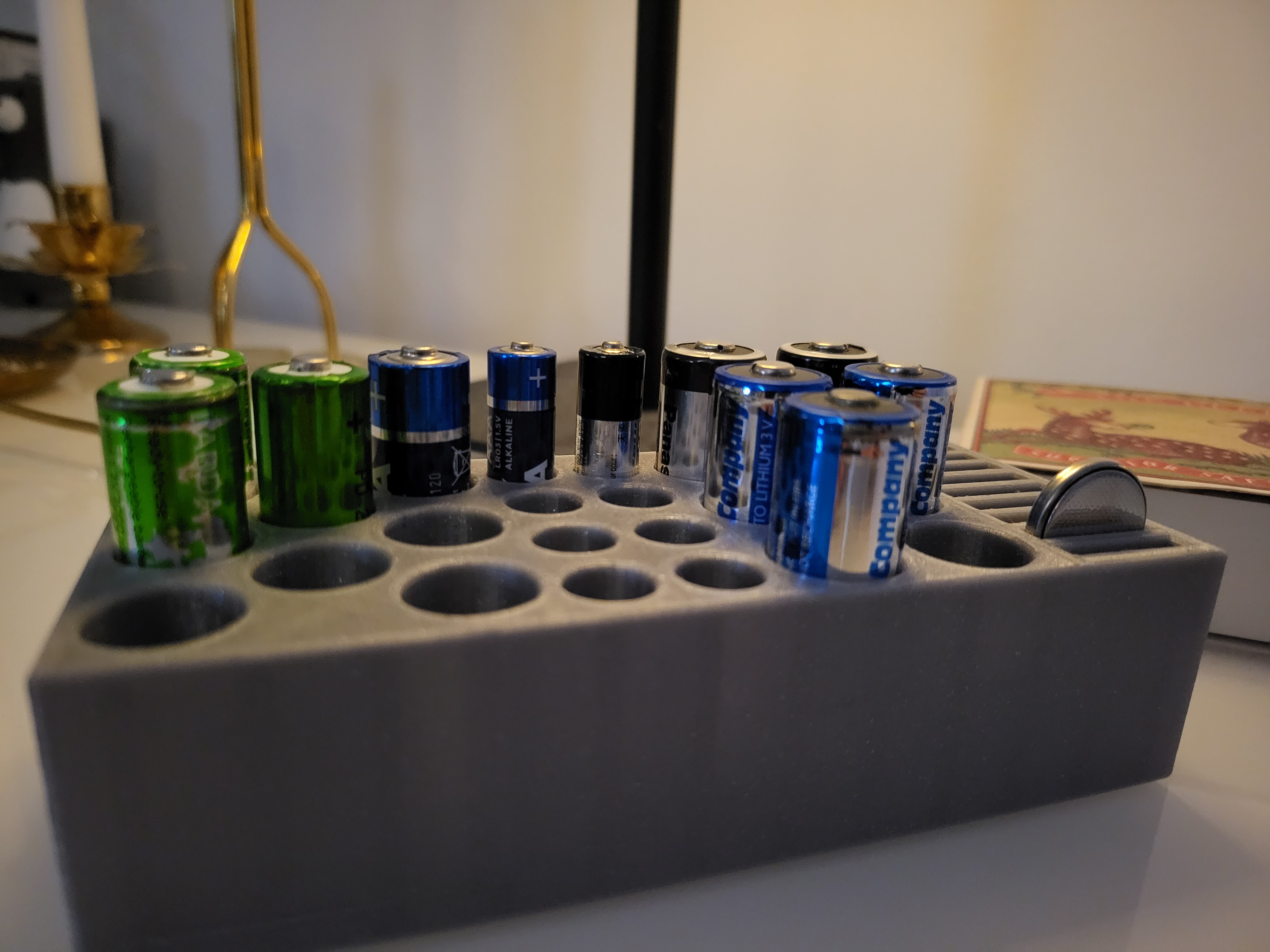 Battery organiser,  AA, AAA, CR123A, CR2032