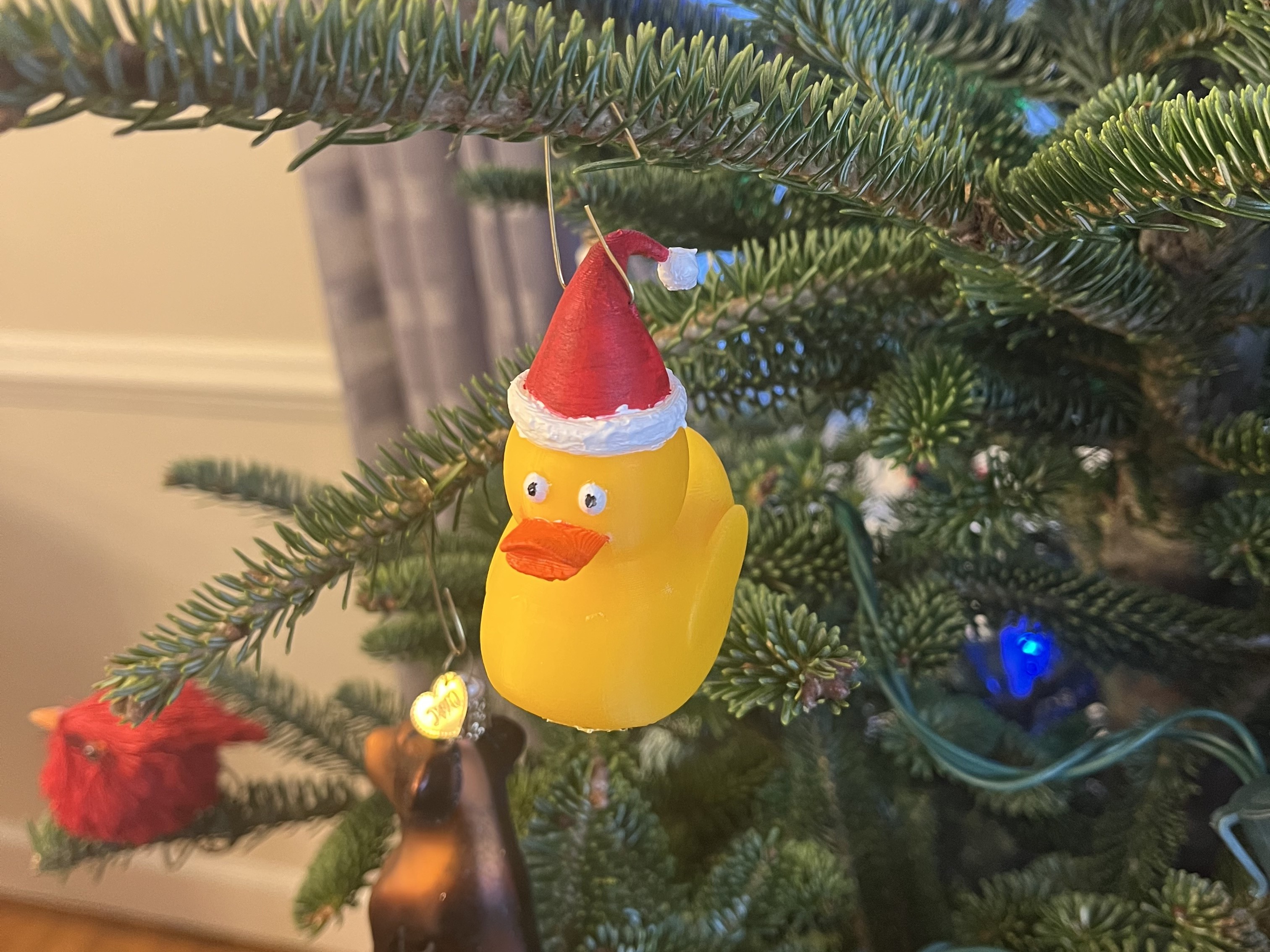 Rubber Ducky with Santa Hat Christmas Ornament