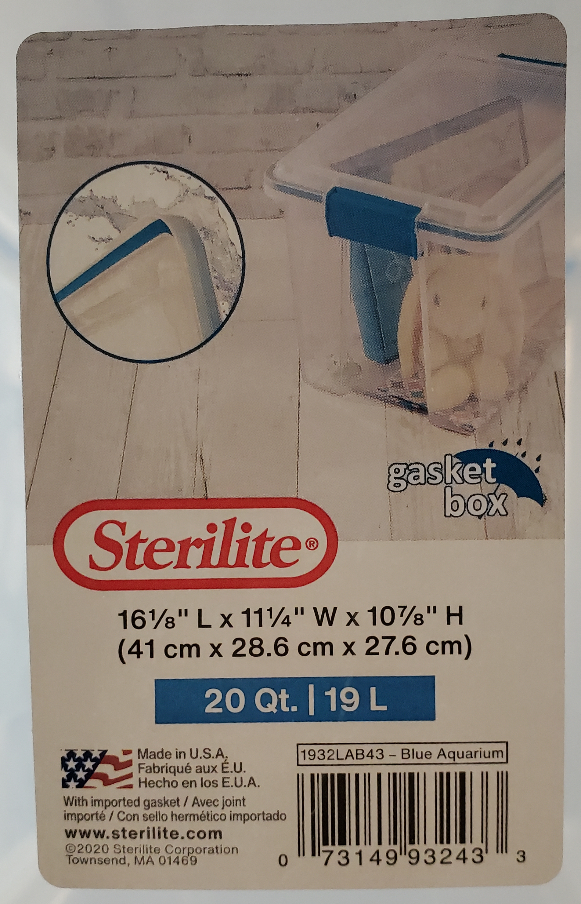 Sterilite Gasket Box, Blue Aquarium, 20 Qt/19 L