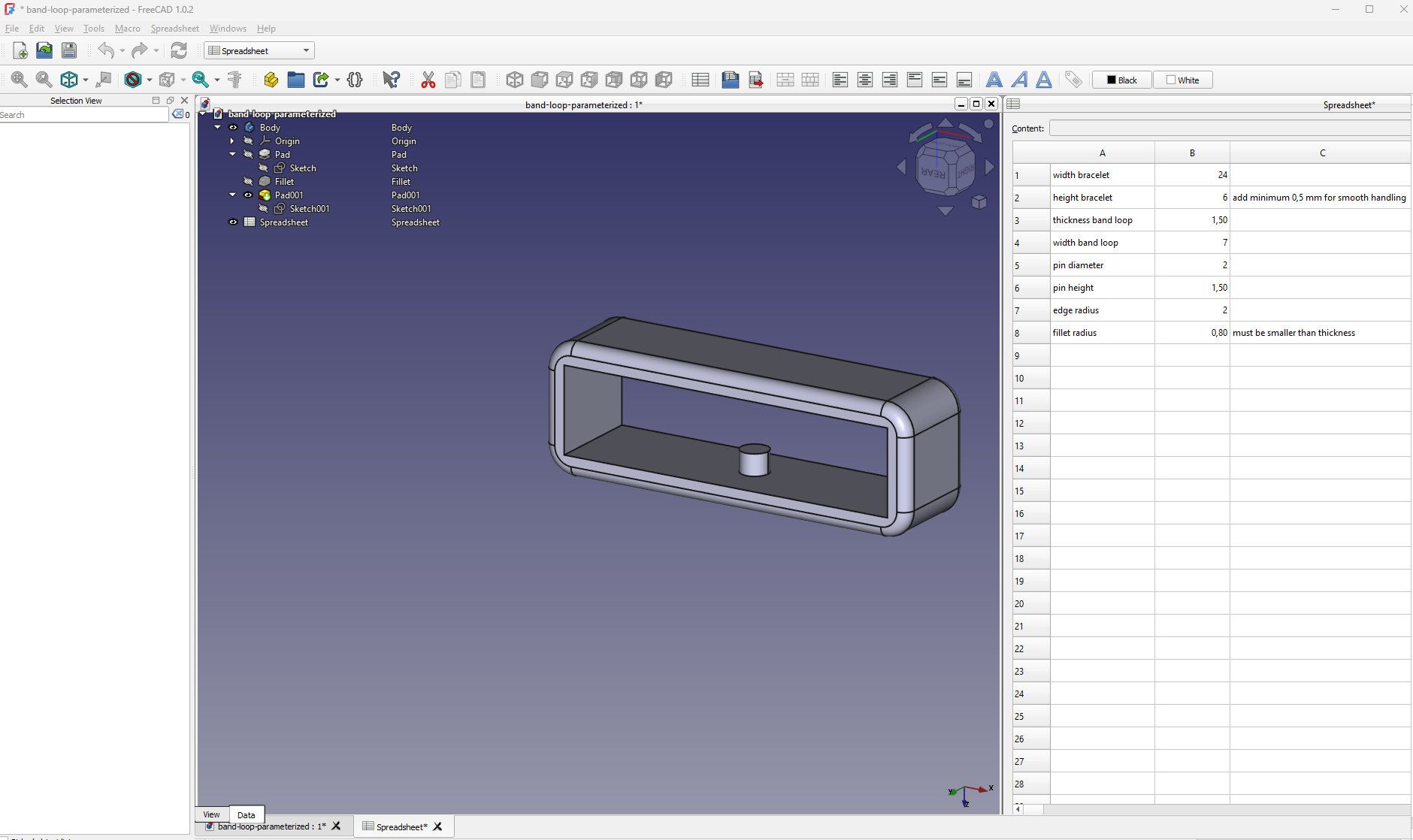 Miniatura 4 do modelo 3D Band loop for watch replacement parameterized