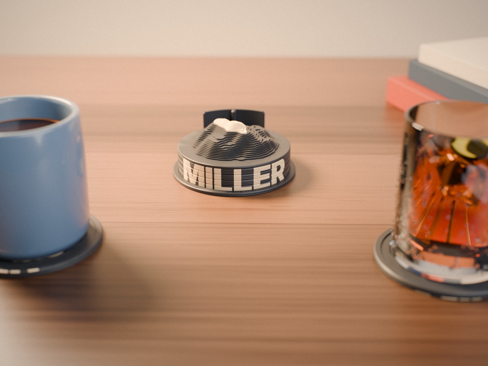 STRATA - Topographic Coasters With Your Name — STL Grátis | 3DFinder