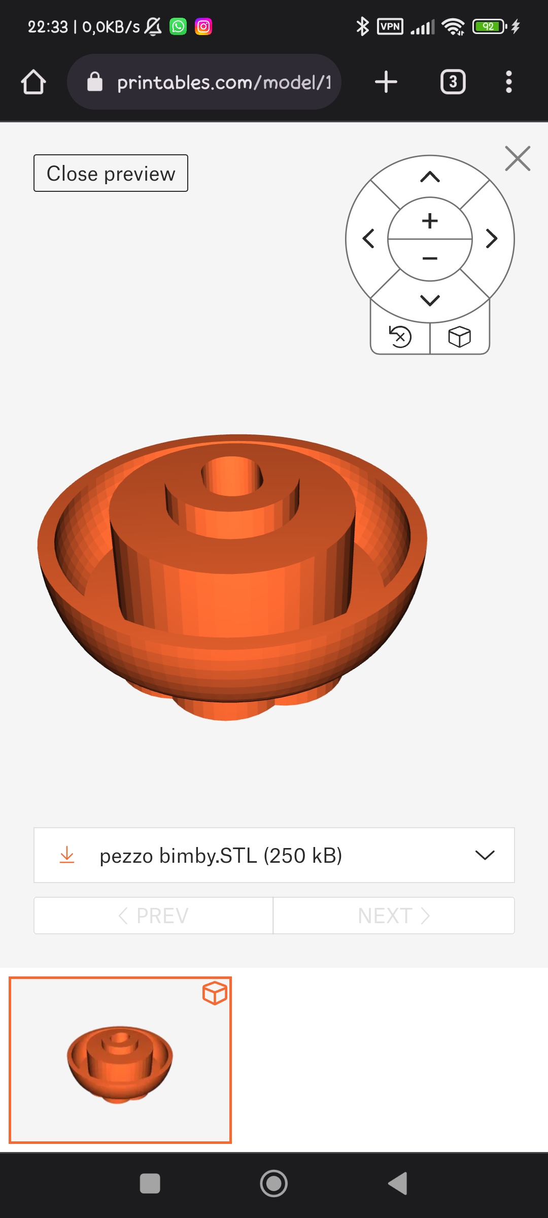 bimby piece for motor-bowl connection