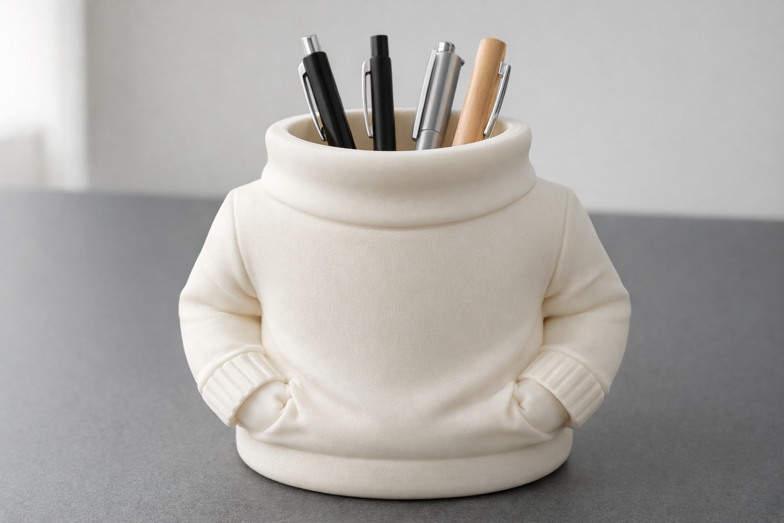 Sweater Man Pen Holder – Cute Minimal Desk Organizer | 3D Printable Office Decor