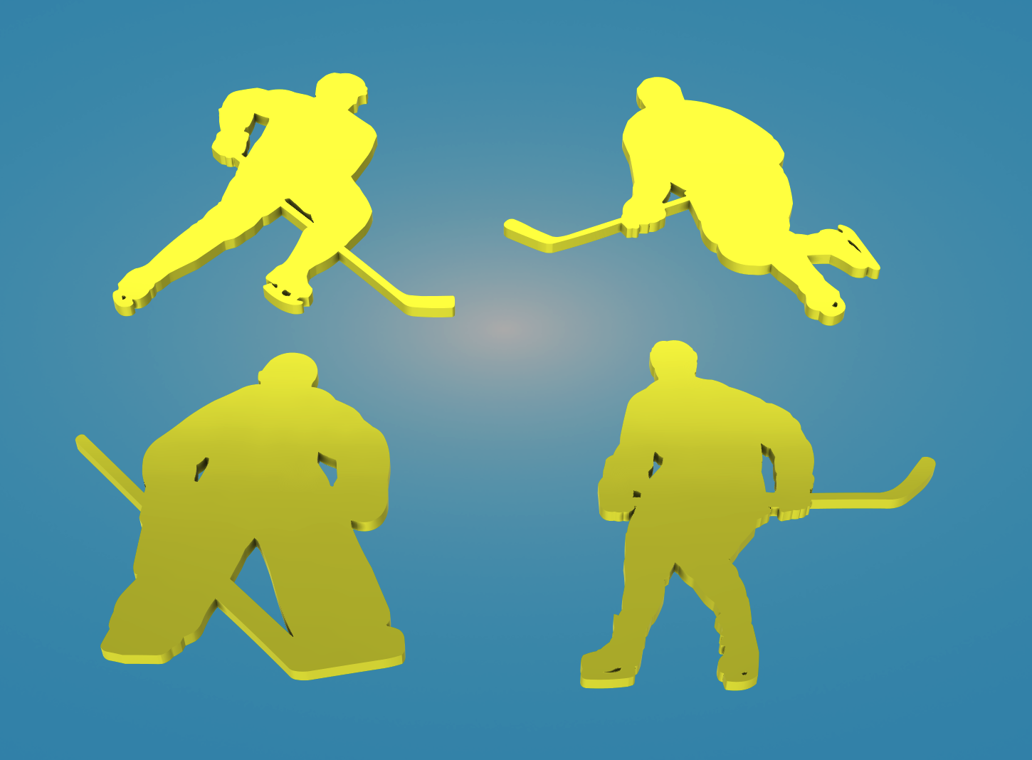 Hockey Player Goalie Silhouette Wall Art Set