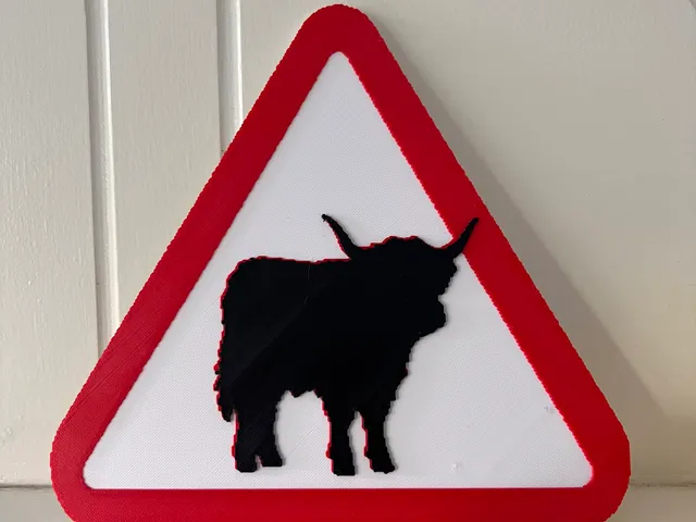 Scottish Highland cattle warning sign