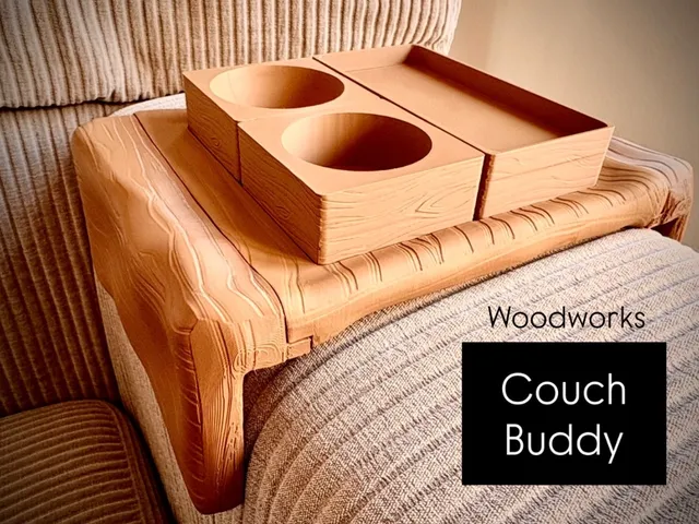 Woodworks | Couch Buddy | Wooden armrest table with modular plates