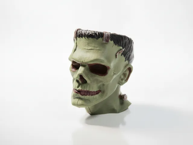 Half Skull Frankenstein Face Sculpture 3D Printable