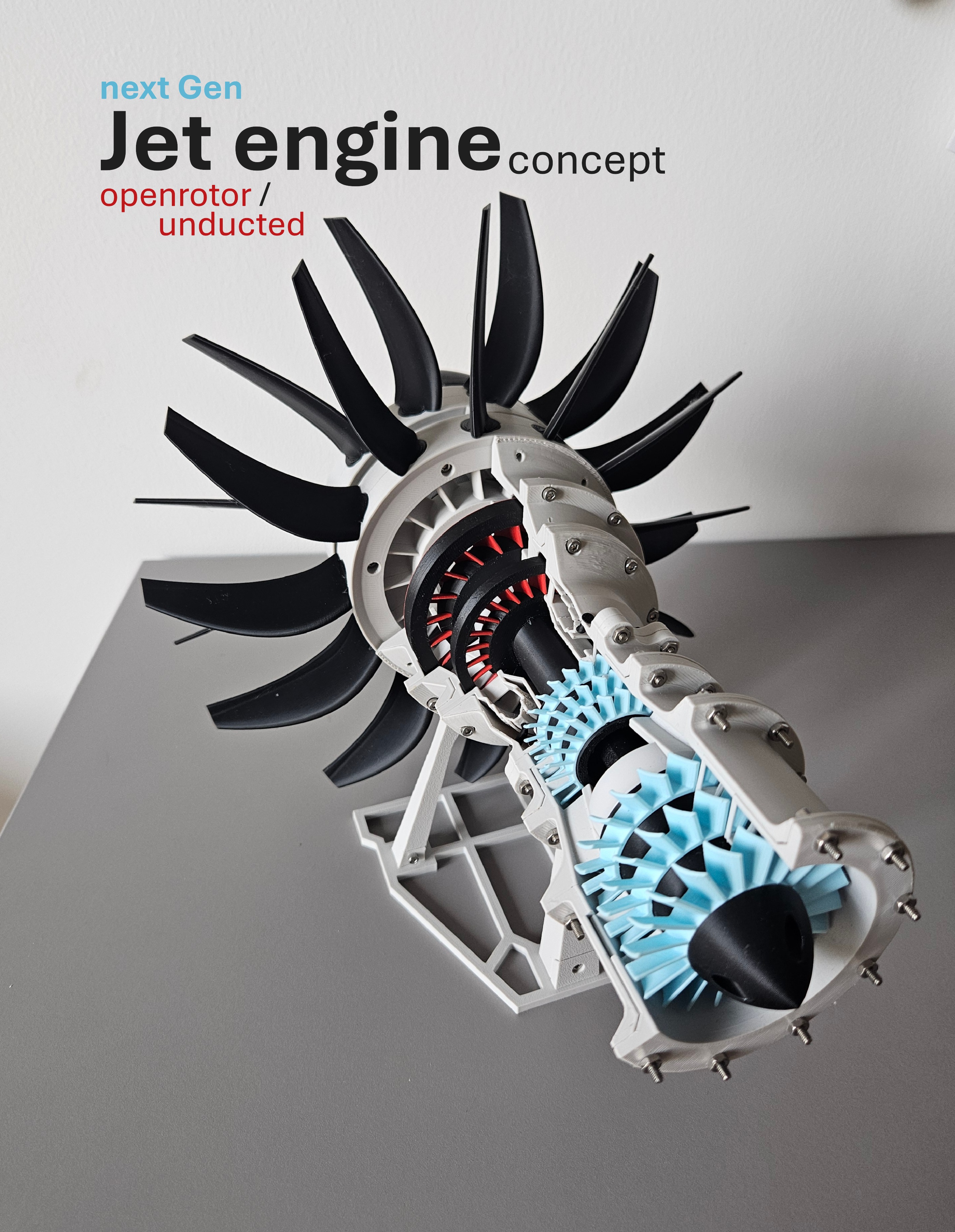 3d printable Jet engine - Propfan - no glue assembly