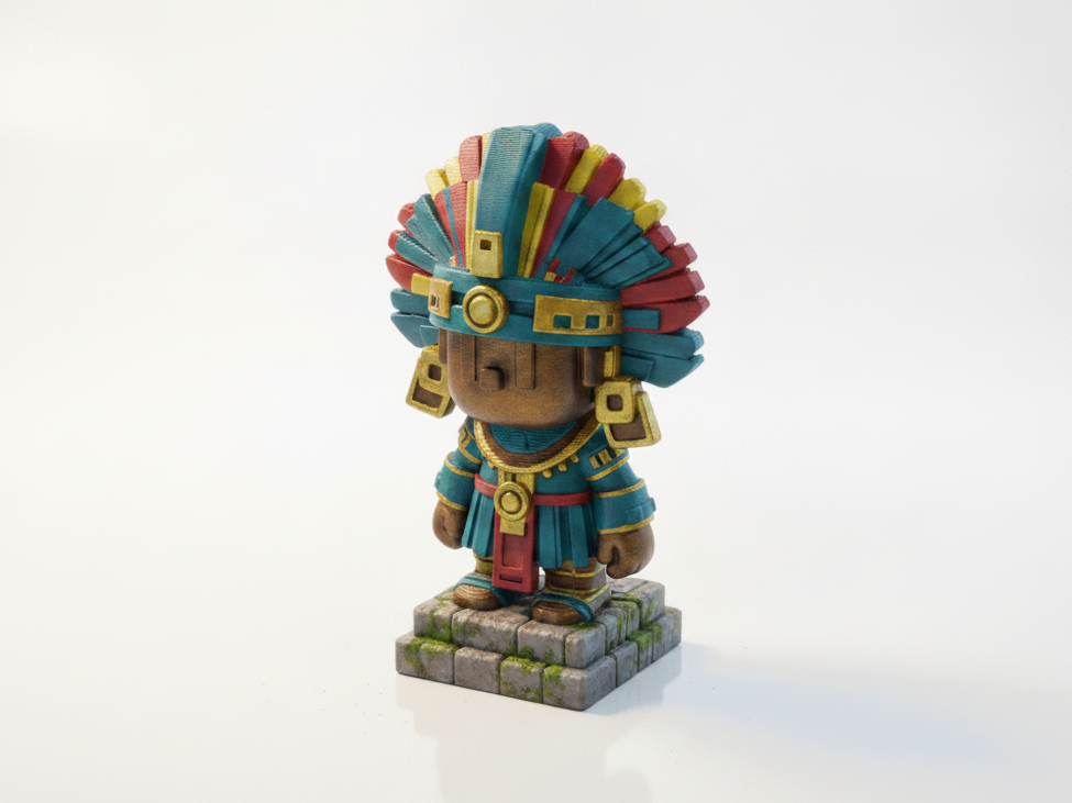 Chibi Aztec Warrior Figurine Cute Collectible 3D Printable