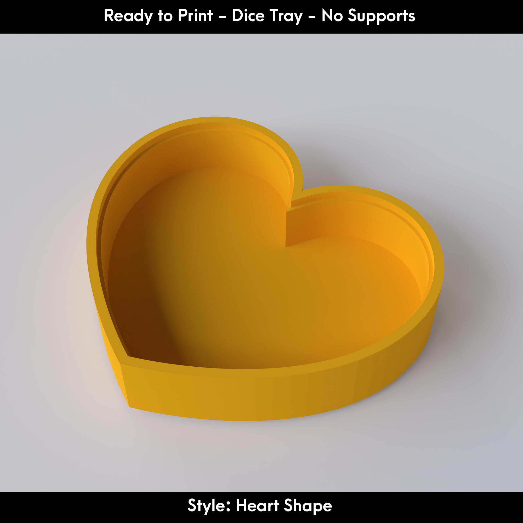 Ready to Print - Dice Tray with Lid – No Supports Needed - Heart Shape Style
