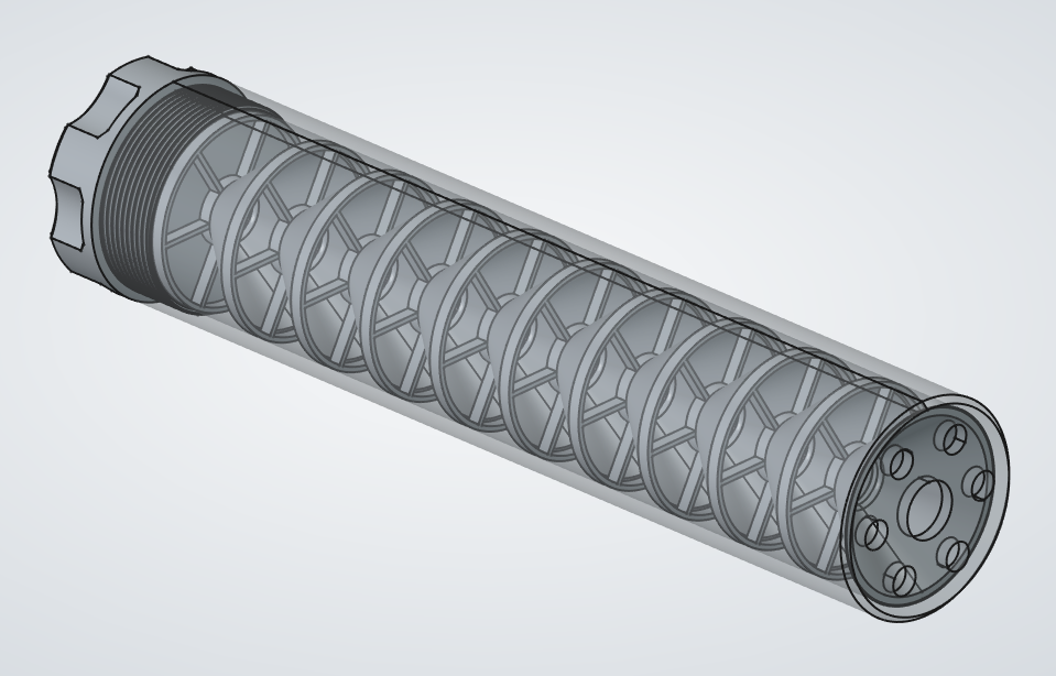 14mm CCW airsoft mock supressor with baffles