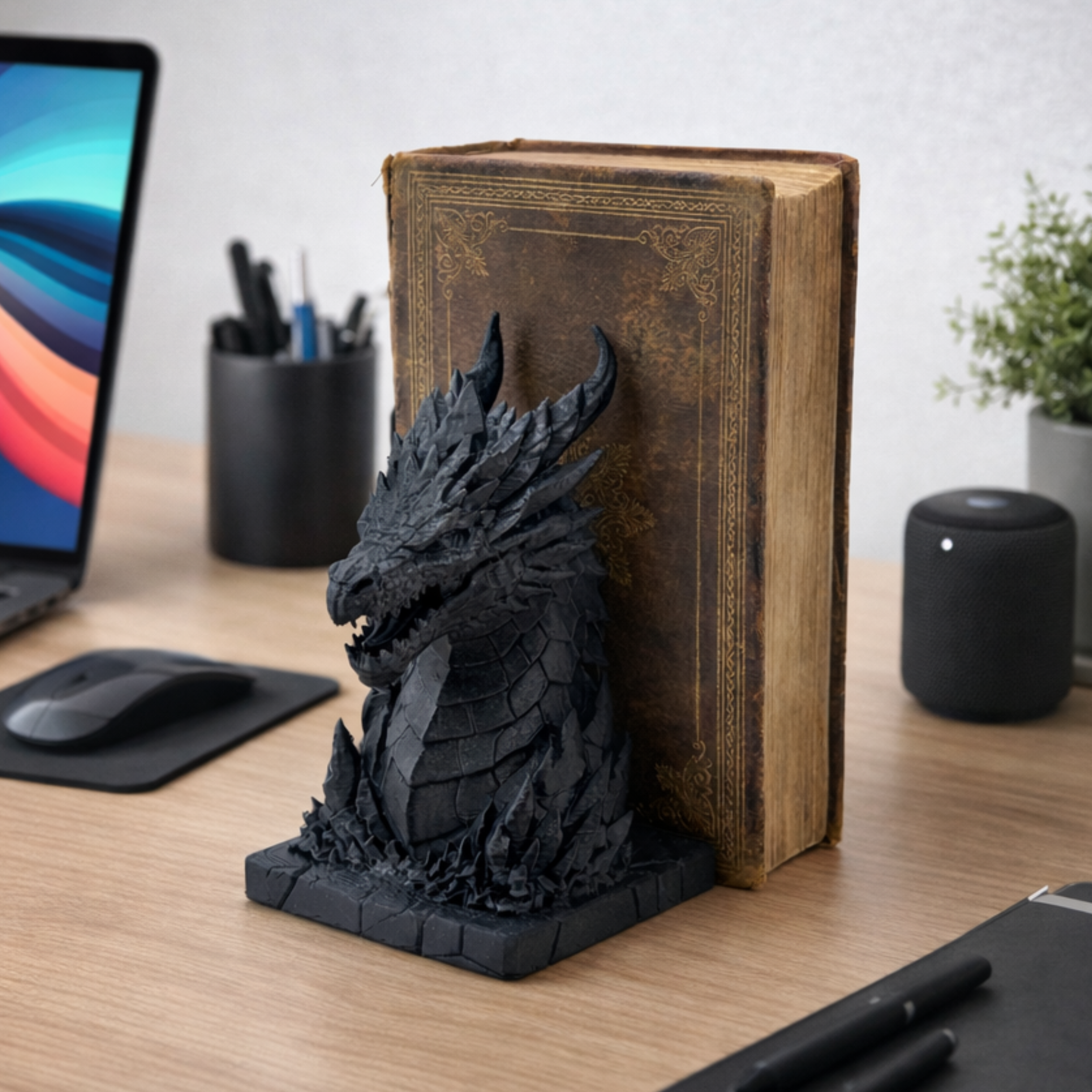 DRAGON BOOK STAND - VULCANO DRAGON / MODERN HOMEDECOR / GOTHIC / DRAGON DECOR / BOOKEND HOLDER