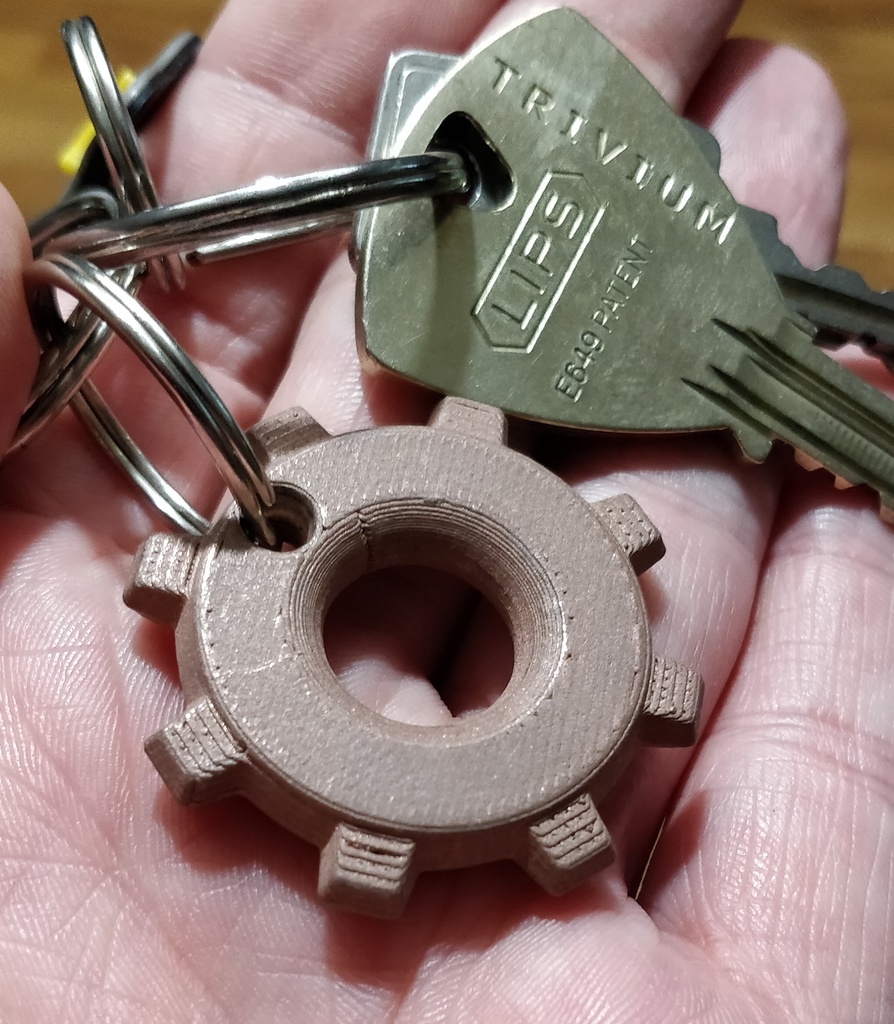 Factorio inspired gear keychain