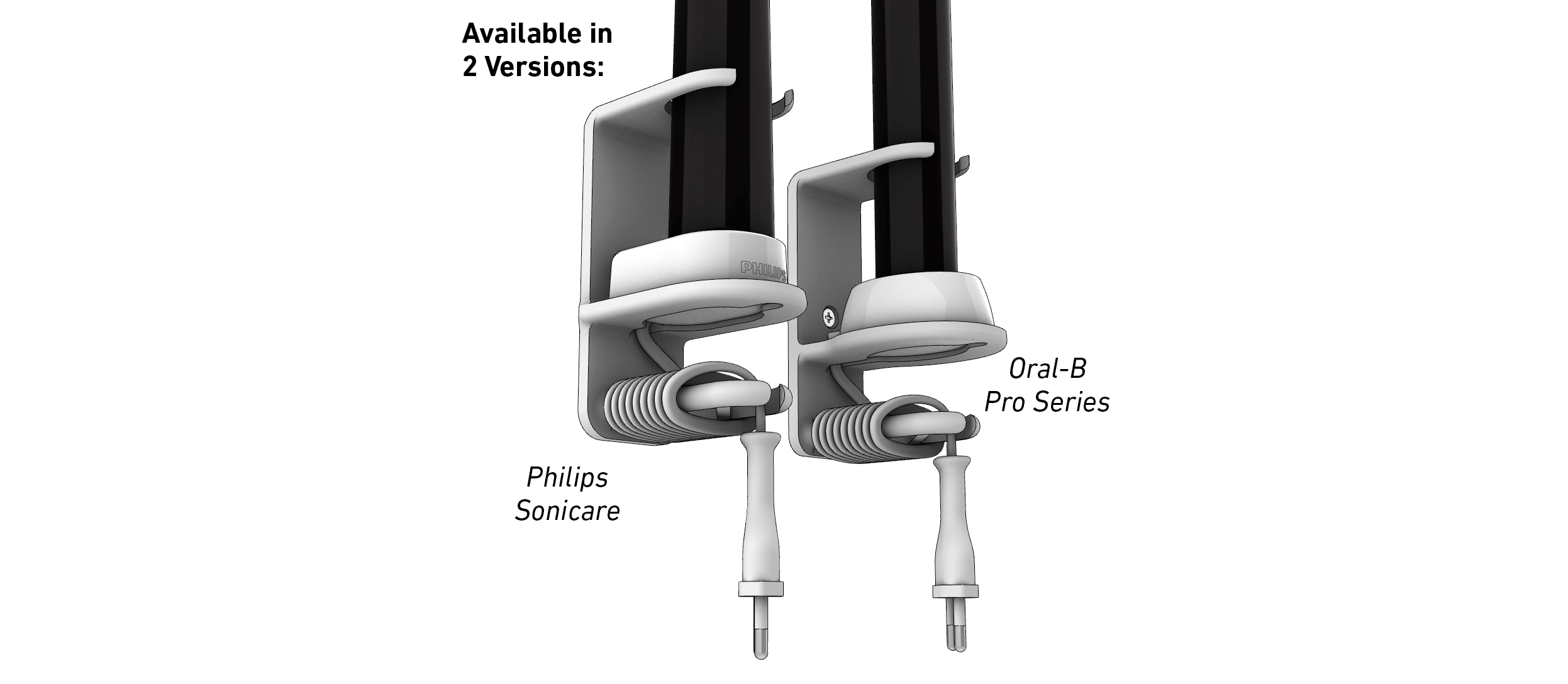 Toothbrush + Induction Charger Wall Mount (Oral-B & Philips Sonicare)