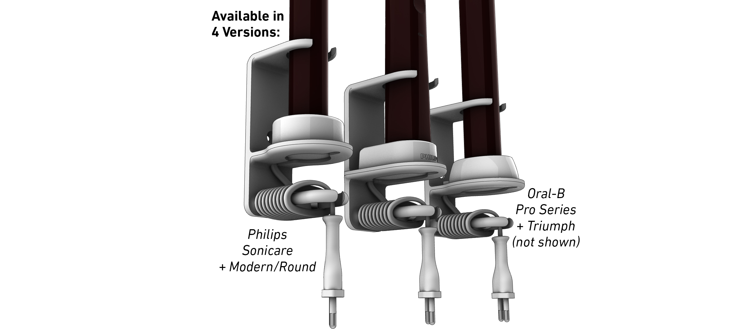 Toothbrush + Induction Charger Wall Mount (Oral-B & Philips Sonicare)