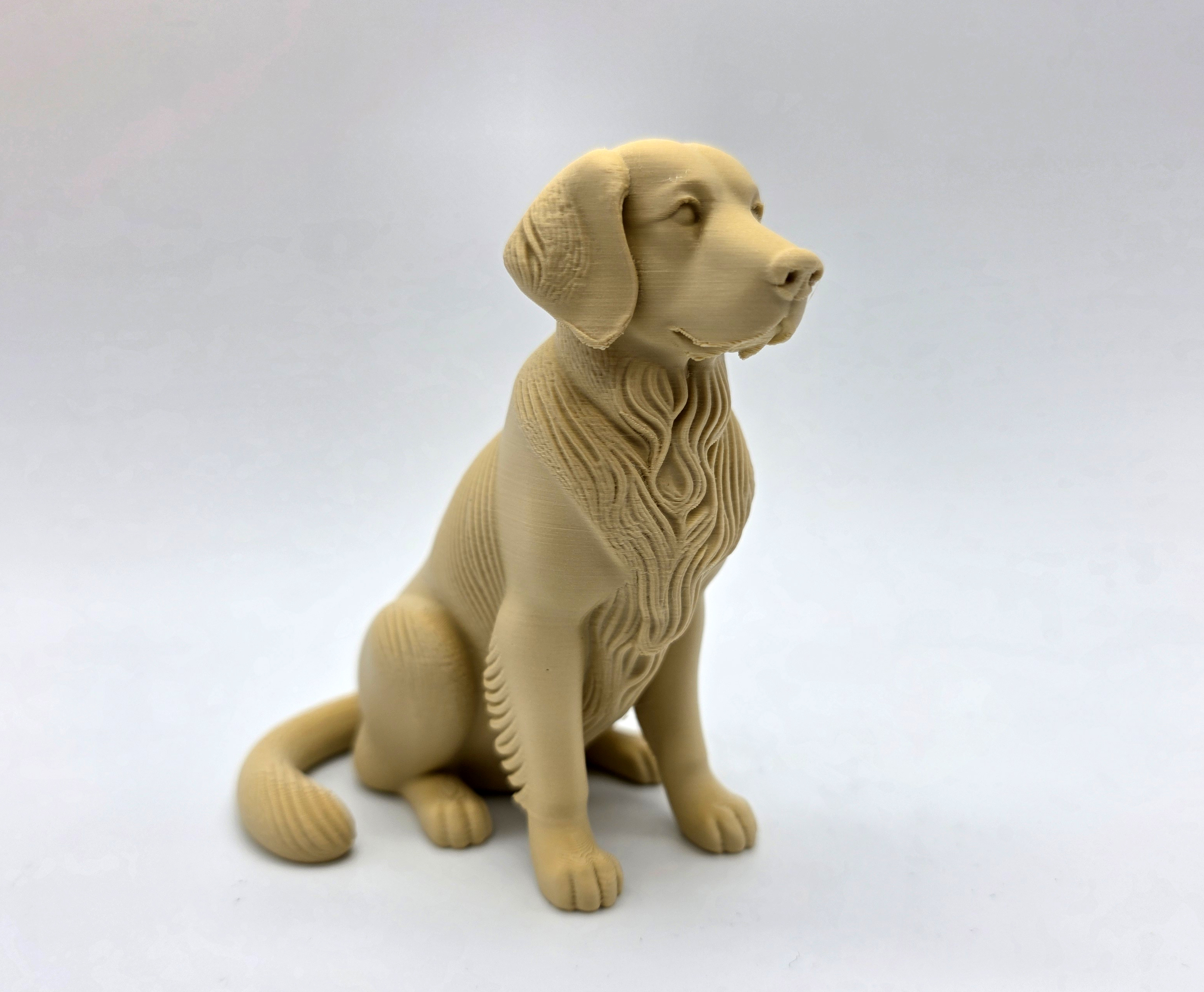 Wood Carved Golden Retriever Sitting