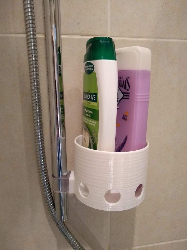 Shower shampoo bottle holder for Hansa shower clips (+ clip included)