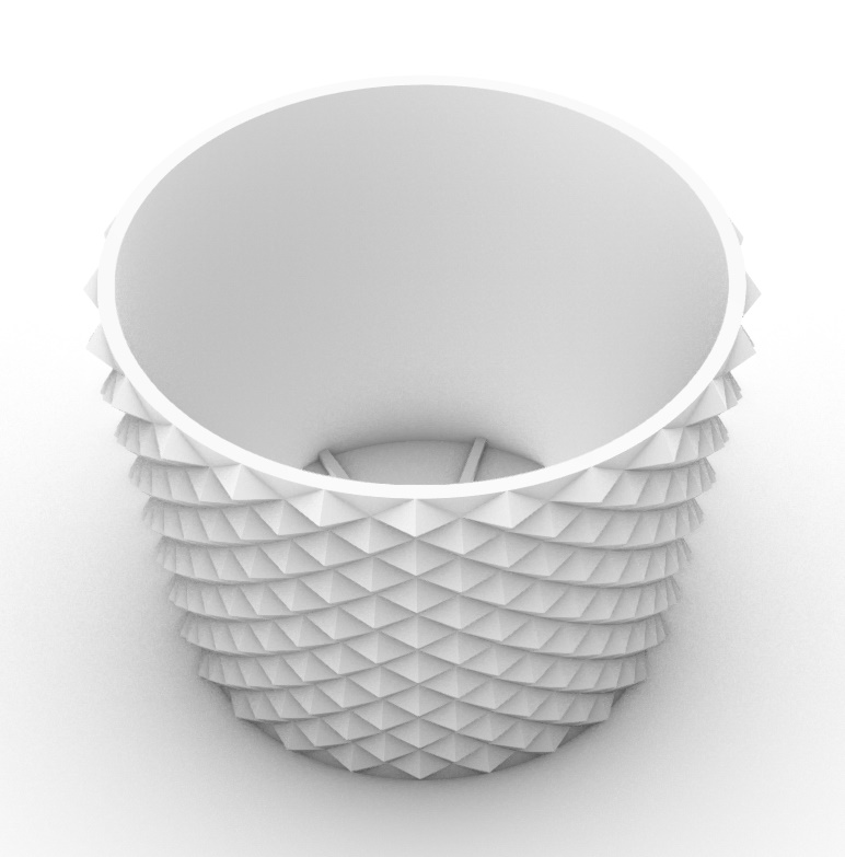 Flowerpot with pyramidal patern