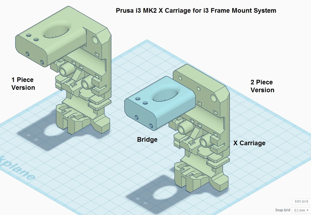 Prusa i3 MK2 X Carriage for i3 Duplicator Frame Mount System